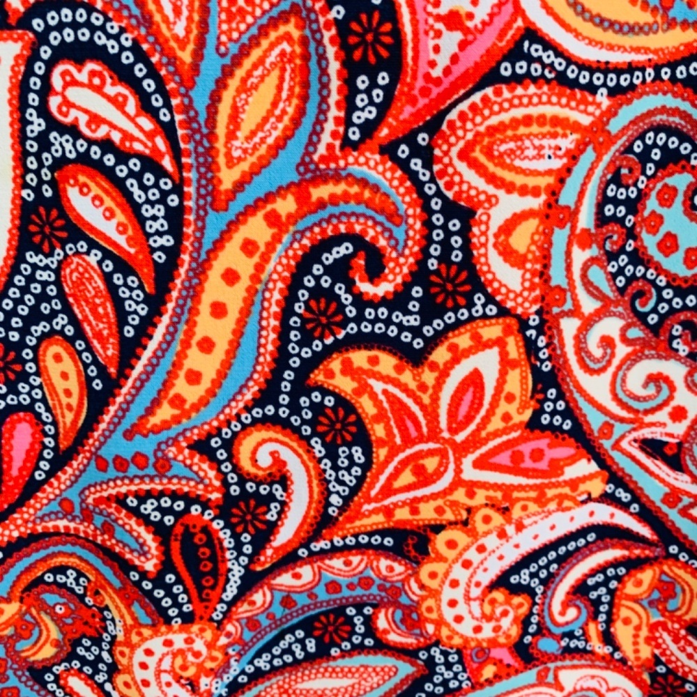 Chico's Paisley Shirt Chicos Size 1 = US Medium Stretchy Slinky Keyhole Back - Picture 7 of 13
